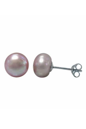 Freshwater Pearl Stud Earrings- Pink-6mm