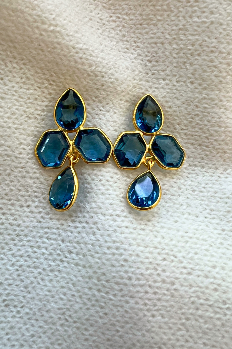 Schmuckoo, Gemstone Cluster Earrings - Blue Lolite