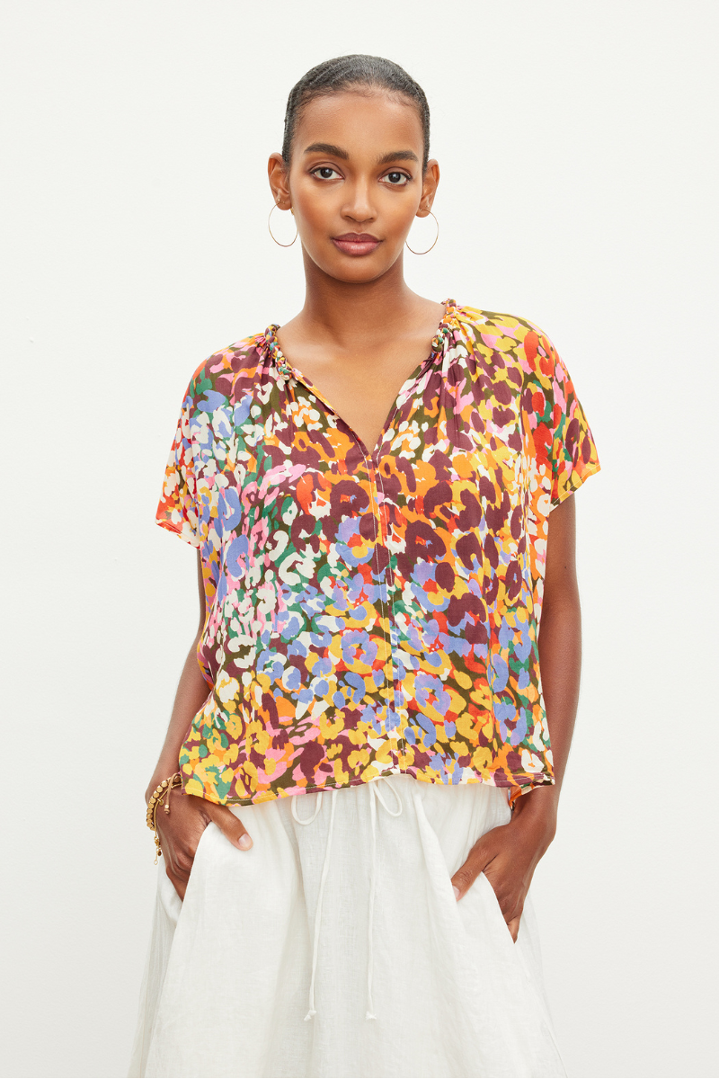 Velvet, Trixy Printed Viscose Sleeveless Top- Cheetah