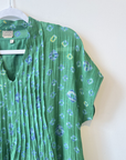 Raga Designs, Cotton Silk Woven Dress- Green/ Blue