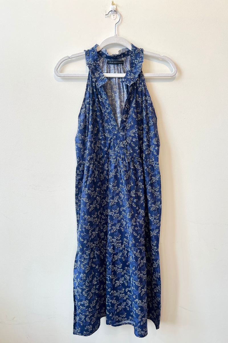 LOLA, Sapphire Midi Cotton Dress - Navy