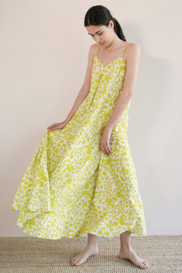 Nimo With Love, Monsoon Dress- Lime Leaf Print