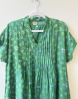 Raga Designs, Cotton Silk Woven Dress- Green/ Blue