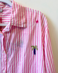 Palme, Embroidered Cotton Shirt Pink & White stripe 67057
