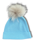 Cashmere Ribbed Hat with Pom Pom