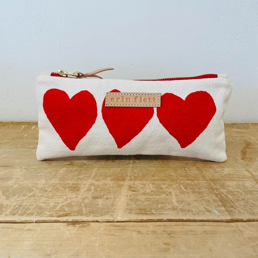 Red Heart Pencil Bag