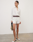 Ottod'Ame-Oversized Linen Shirt-White w/Silver Lurex