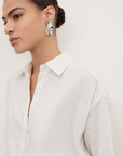 Ottod'Ame-Oversized Linen Shirt-White w/Silver Lurex