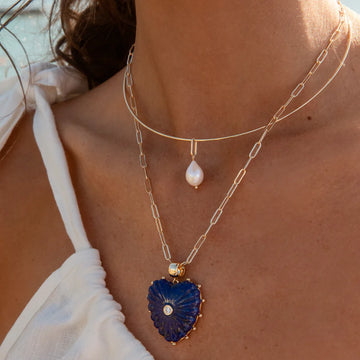 Thatch, Malene Lapis Paperclip Necklace
