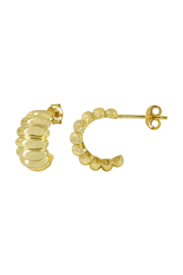 Ribbed Round Stud Earrings