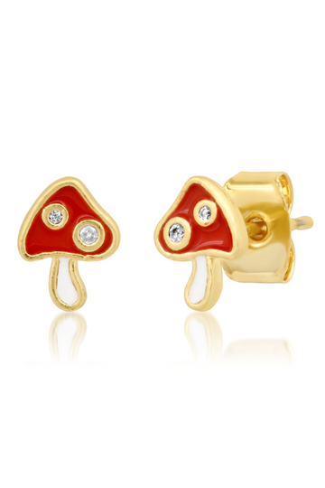 TAI, Enamel Mushroom Studs - Red