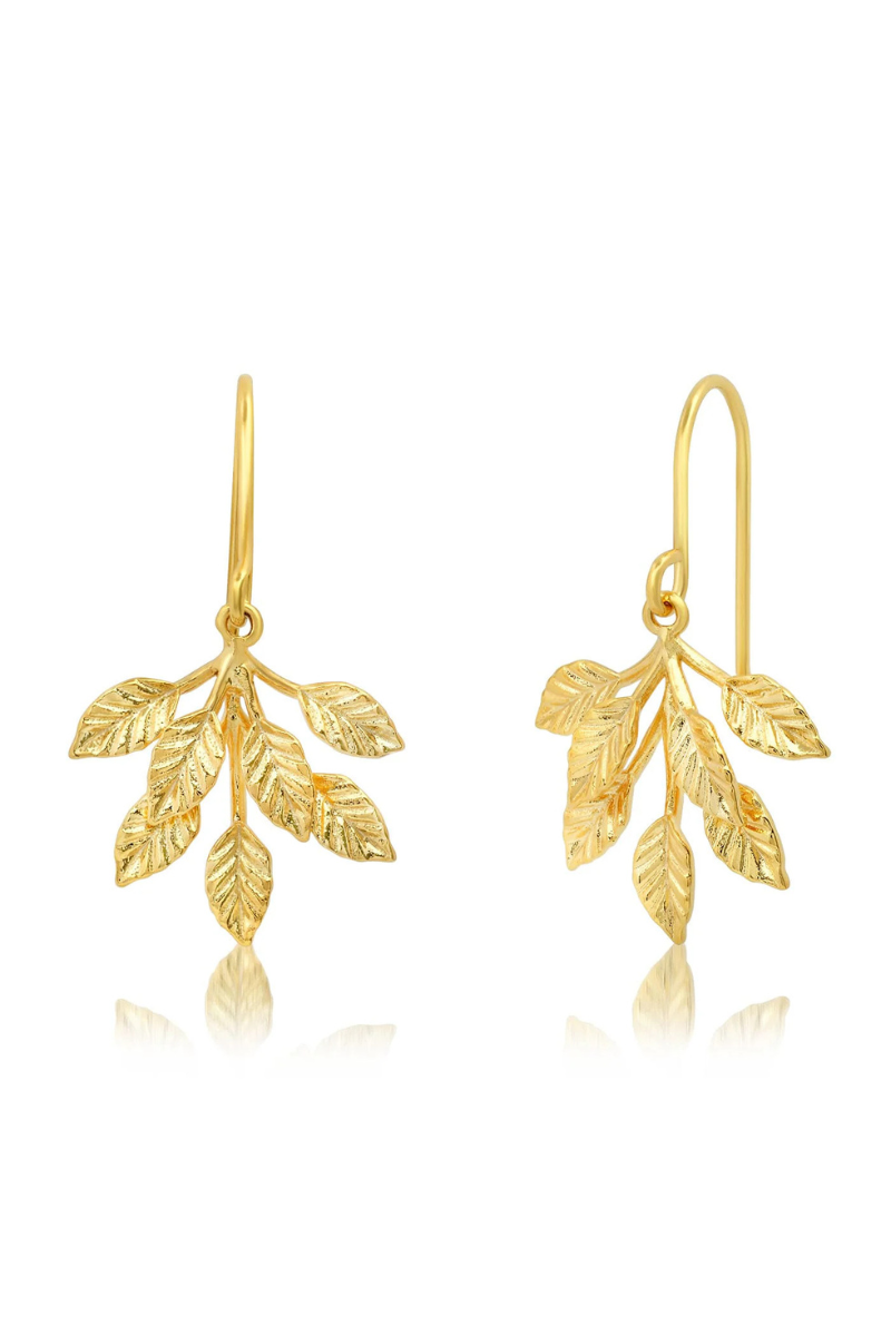 TAI, Leafy Dangle Earrings - Gold
