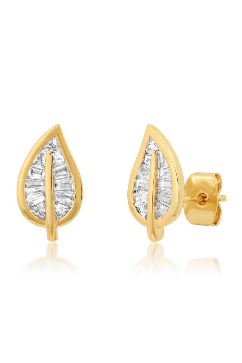 TAI, Pave Leaf Studs - Gold
