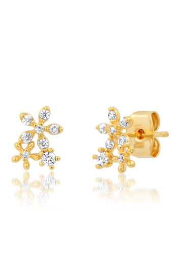TAI, Pave Cluster Flower Studs - Gold