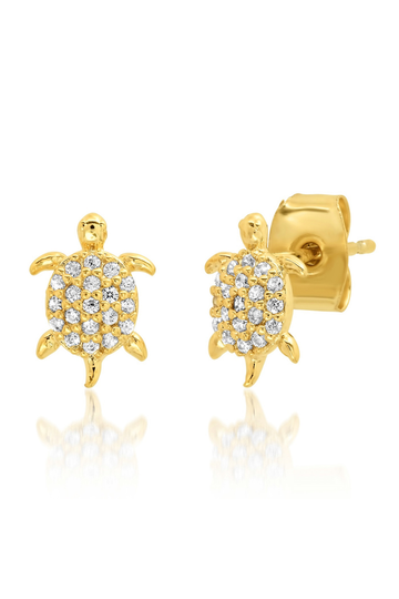 TAI, Pave CZ Turtle Studs - Gold