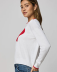 Splendid, Leah Love Sweater - White/Rouge