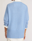 Brochu Walker, V-Neck Layered Pullover Top - Air Blue Melange W/W