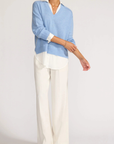 Brochu Walker, V-Neck Layered Pullover Top - Air Blue Melange W/W
