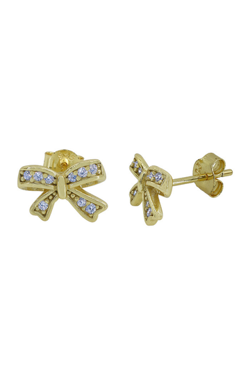 Bow Tie Stud Earrings- Gold
