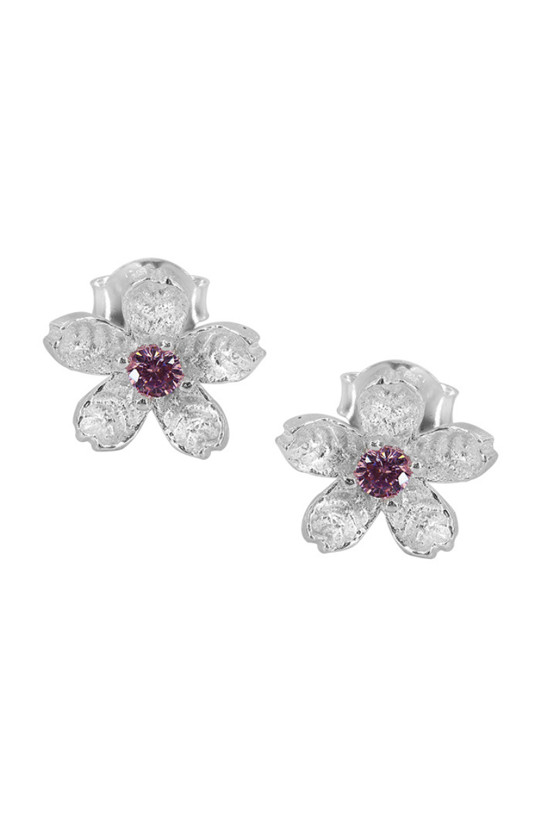 Cubic Zirconia Flower Stud Earrings