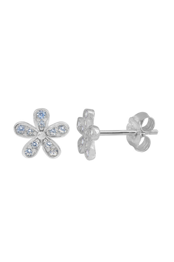 Silver Stud Earrings With Cubic Zirconia