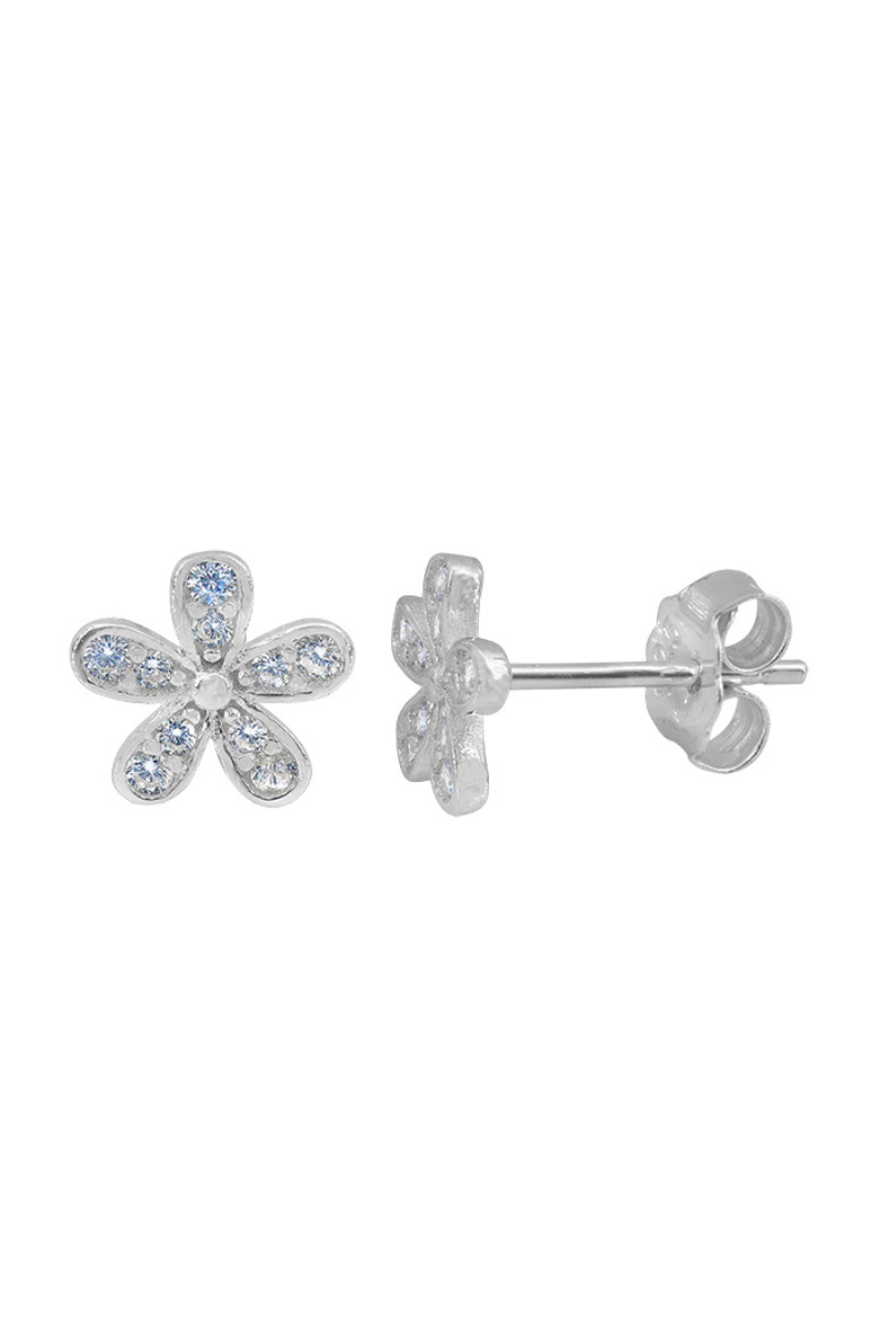 Silver Stud Earrings With Cubic Zirconia
