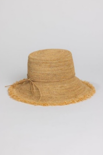 Hat Attack, Packable Raffia Bucket - Natural