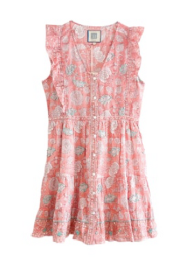 Bell, Liliana Mini Dress - Peach Print