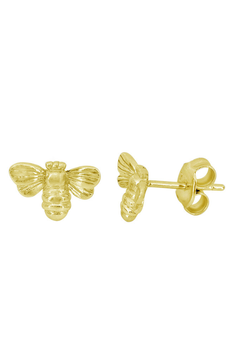 Gold Bumble Bee Stud Earrings