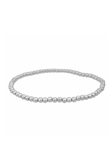 Elastic Bracelet With 4mm Ball Bead- Silver