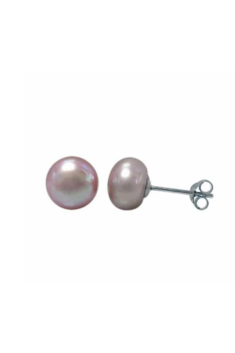 Fresh Water Pearl Stud Earrings 7mm- Peach/Pink