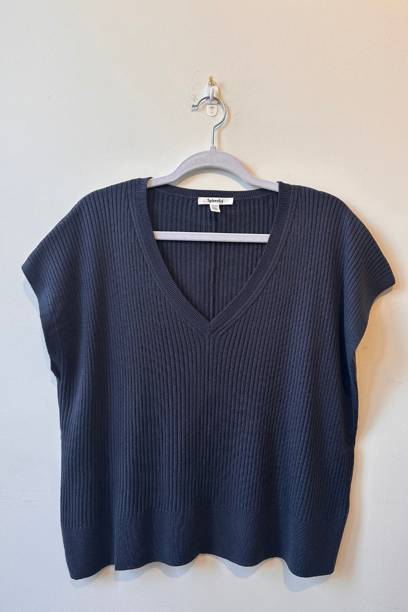 Splendid, Georgie V-Neck Sweater-Ice Navy