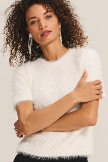 Velvet, Kit DS Feather Yarn Sweater-Milk