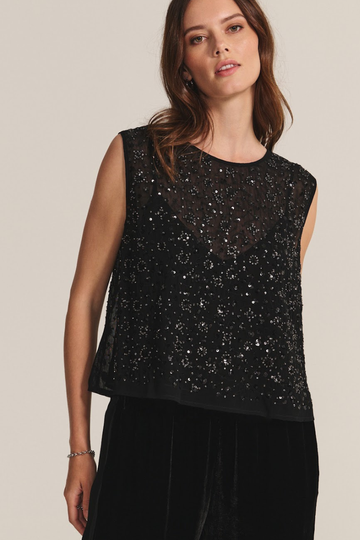 Velvet, Serena DS Sequins Top-Black