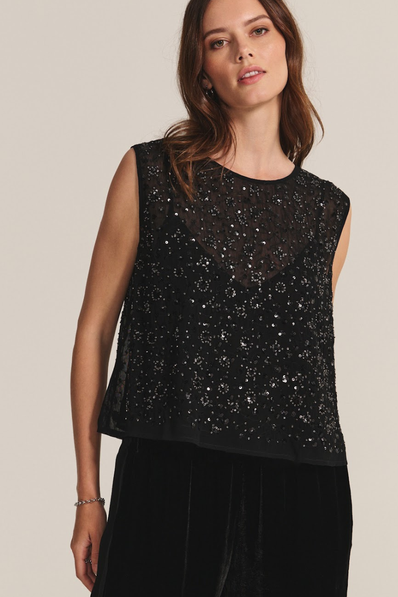 Velvet, Serena DS Sequins Top-Black