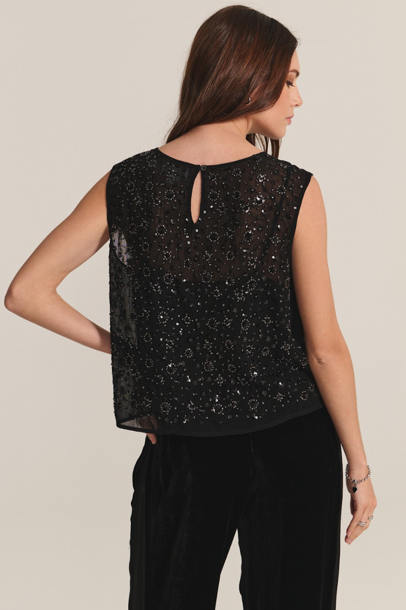 Velvet, Serena DS Sequins Top-Black