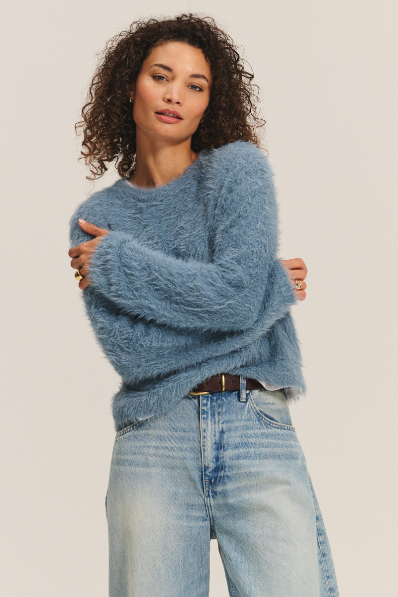 Velvet, Penny DS Feather Yarn Sweater-Slate