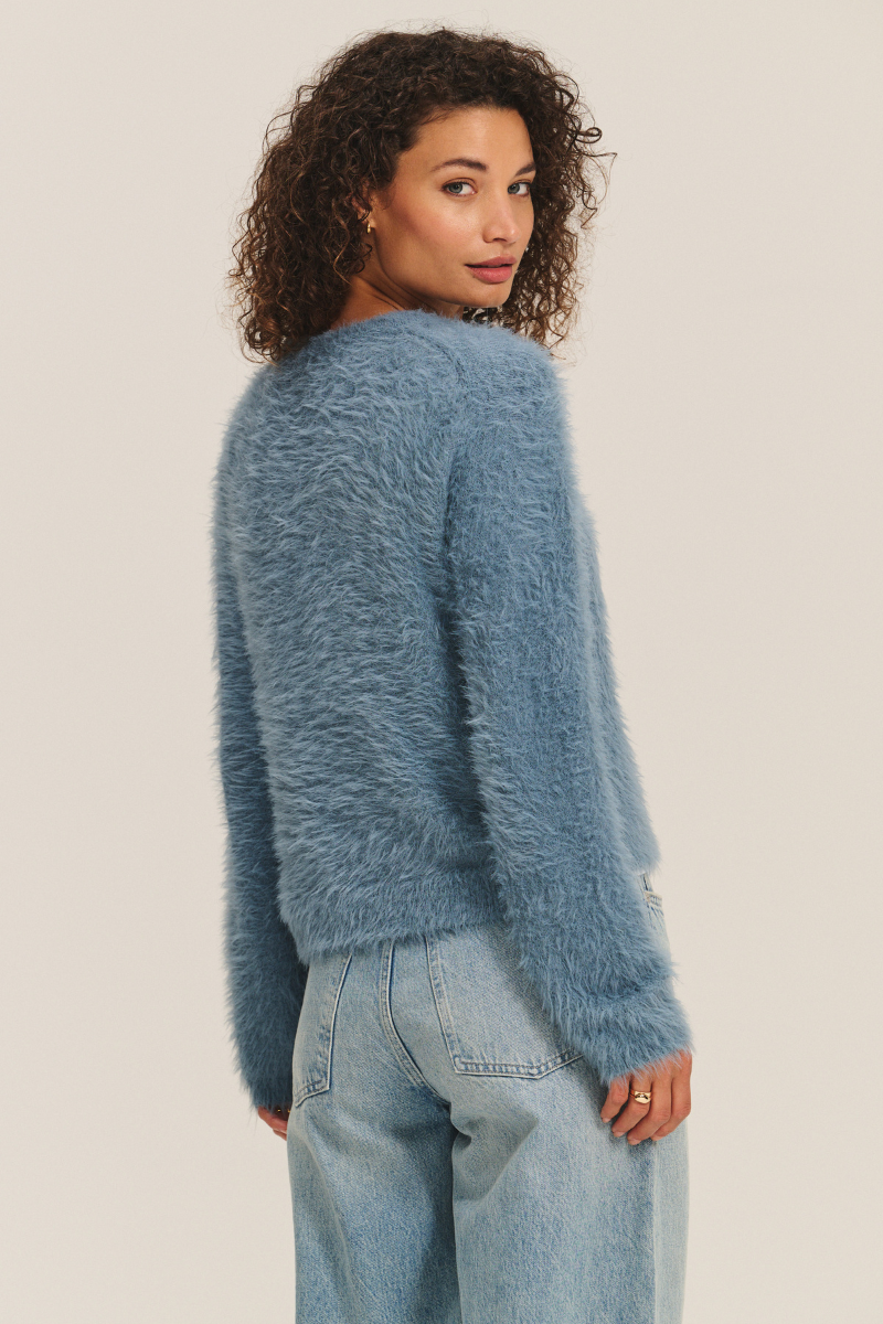 Velvet, Penny DS Feather Yarn Sweater-Slate