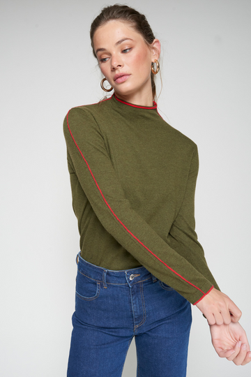 Vilagallo, Olive T-Neck Sweater