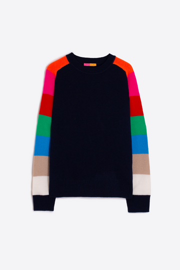 Vilagallo, Navy Sweater w/ Rainbow Sleeves