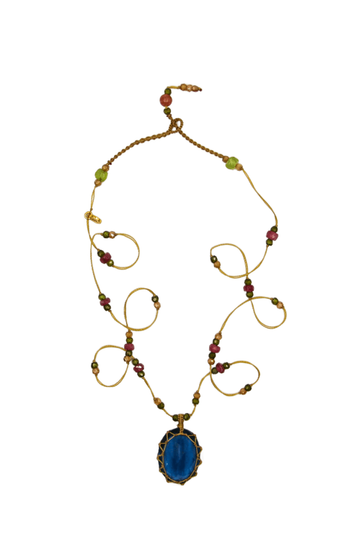 Sharing, Short Tibetan Necklace-Indian Glass Tanzanite