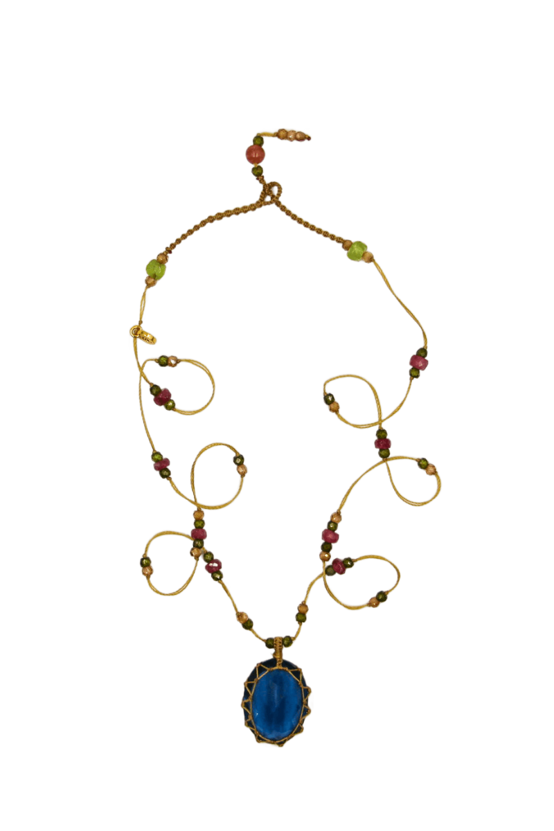Sharing, Short Tibetan Necklace-Indian Glass Tanzanite