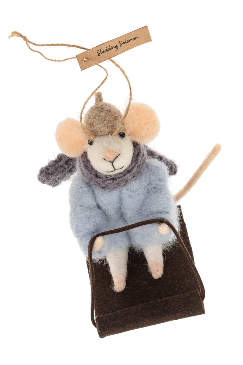 Indaba, Sledding Soloman Mouse Holiday Ornamnet