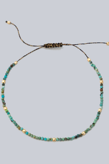 The Makery, Adjustable Bracelet with Turquoise and Gold Beads
