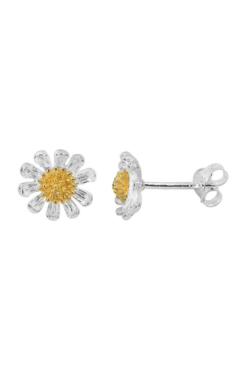 2 Tone Flower Stud Earrings