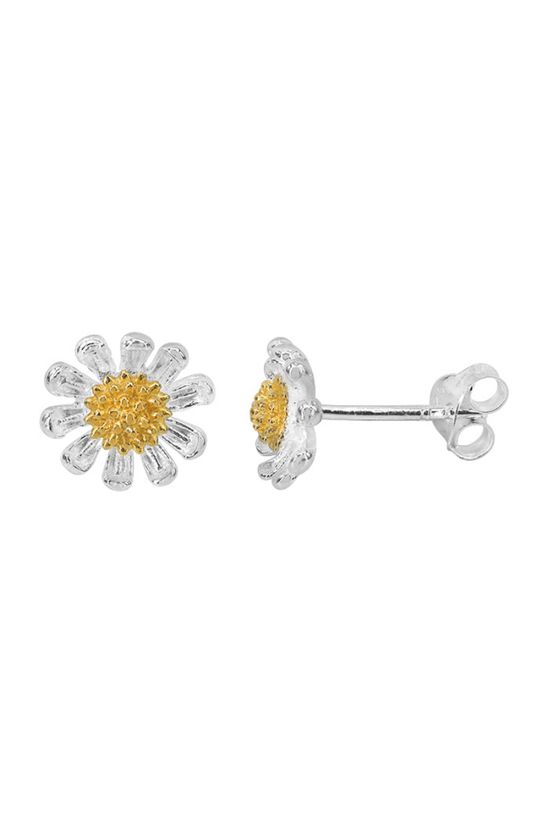 2 Tone Flower Stud Earrings