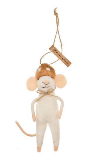 Indaba, Mushroom Cap Mouse Holiday Ornament