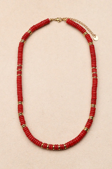 LC, Ashe Steel Necklace - Red