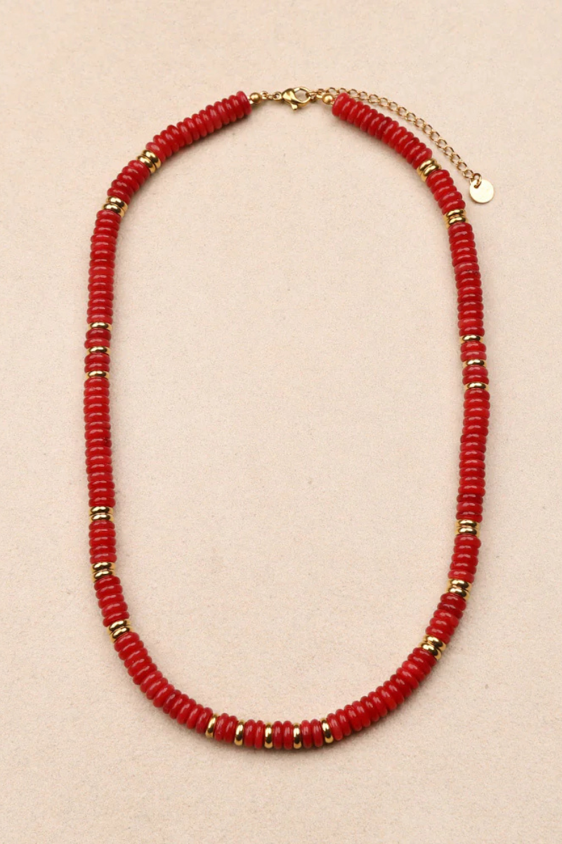LC, Ashe Steel Necklace - Red