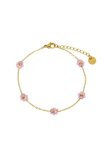 LC, Suzanne Daisy Beaded Bracelet- Pink